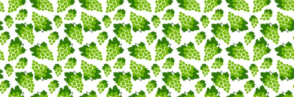 Patrón Sin Costura Uva Racimo Uvas Verdes Baya Fresca Dibujada — Archivo Imágenes Vectoriales