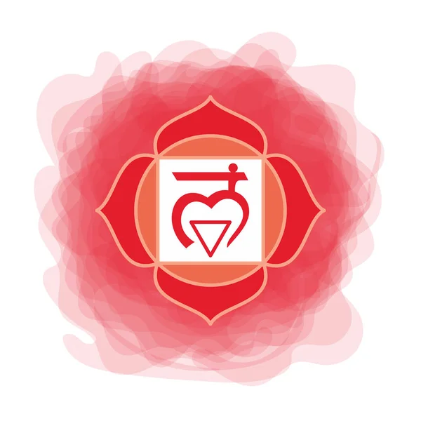 Ikon Muladhara. Akar chakra pertama. Lingkaran asap merah vektor . - Stok Vektor