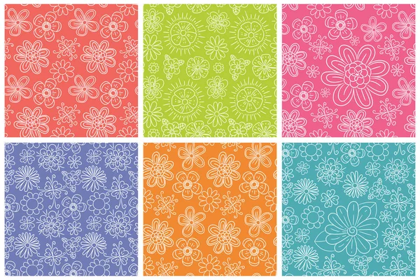 Conjunto de patrón sin costura floral. Flores. Color vector fondo. S — Archivo Imágenes Vectoriales