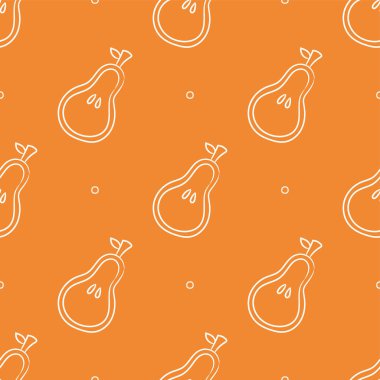 Meyveler pürüzsüz. Turuncu renk vektör arka planı. Armut fr