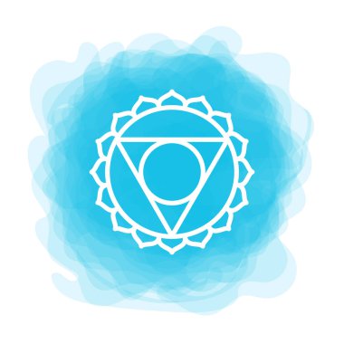 Vishuddha ikonu. Beşinci guttural çakra. Vektör mavi dumanlı cir