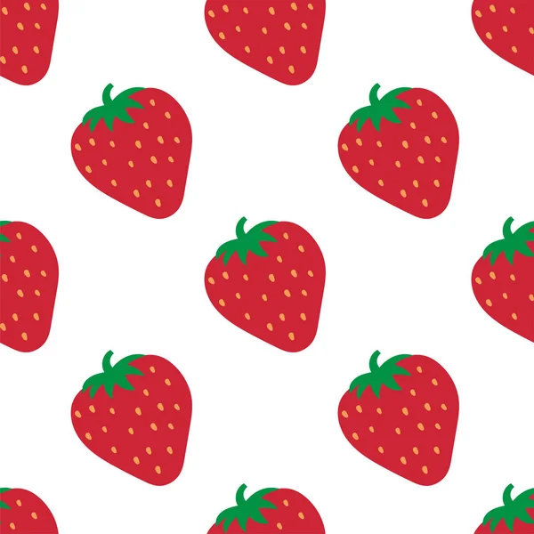 草莓无缝图案 服装时装设计 手绘新鲜的浆果 矢量草图背景 厨房窗帘或桌布的食品印花 涂鸦壁纸 — 图库矢量图片
