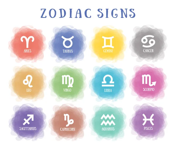 Zodiac signs. Smoky circle. Line symbol. Aquarius, libra, leo, t — 스톡 벡터
