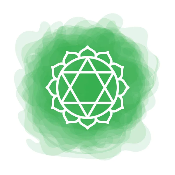 Ícone de Anahata. O quarto chakra do coração. Vetor círculo fumegante verde —  Vetores de Stock