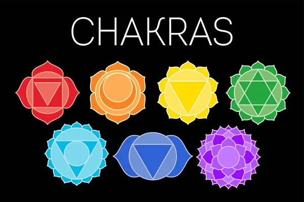 Set de chakras : muladhara, swadhisthana, manipura, anahata, vishudd — Image vectorielle