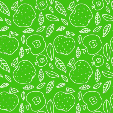 Elma pürüzsüz desen. El çizimi taze meyve. Vektör çizimi