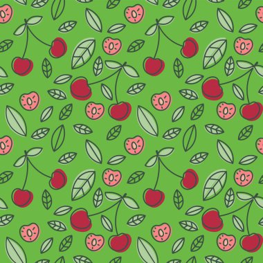 Kirazsız desen. El yapımı taze meyve. Çok renkli ve