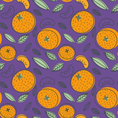 Mandarin pürüzsüz desen. Vektör mandalina. Taze elle çizilmiş.