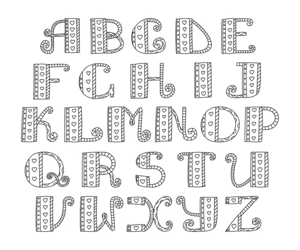 Abc. Wektor ręcznie rysowany alfabet. Kolekcja liter doodle. Bl — Wektor stockowy