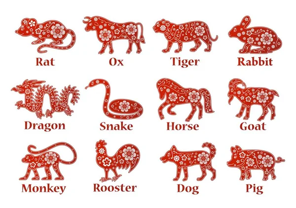 Horoscope chinois 2019, 2020, 2021, 2022, 2023, 2024, 2025 ans — Image vectorielle