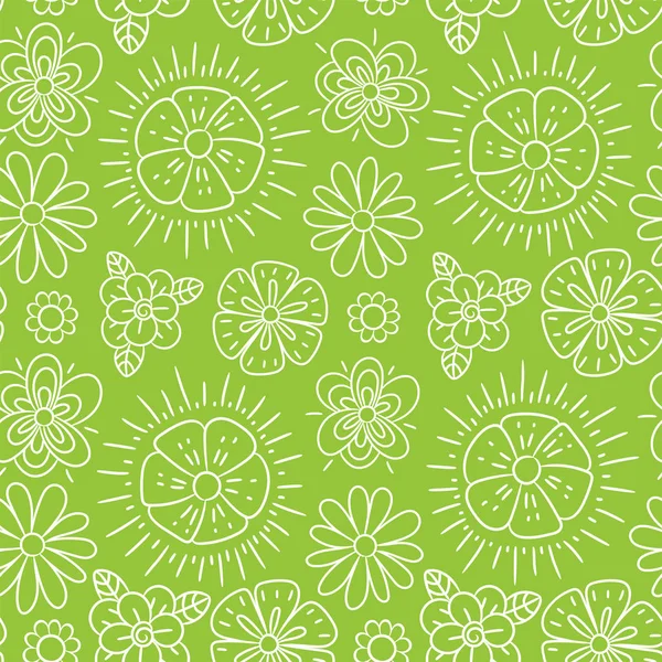 Patrón sin costuras flor. Fondo de vector de color verde. Verano a — Archivo Imágenes Vectoriales