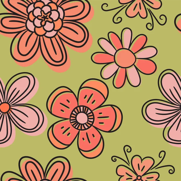 Flower seamless pattern. Color vector background. Summer and spr — 스톡 벡터