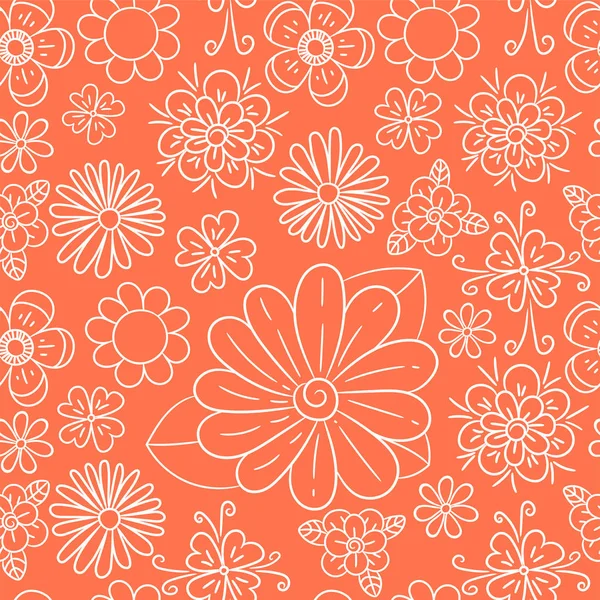 Patrón sin costuras flor. Fondo de vector de color coral. Verano a — Archivo Imágenes Vectoriales