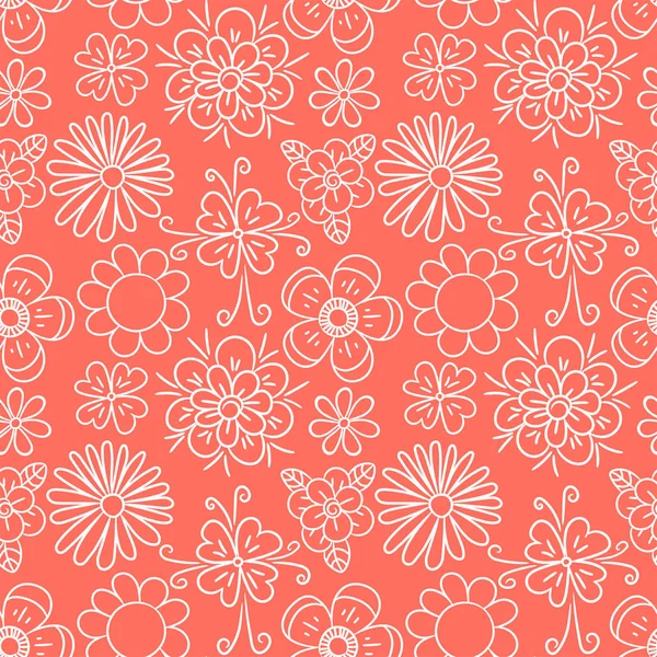 Patrón sin costuras flor. Fondo de vector de color coral. Verano a — Archivo Imágenes Vectoriales