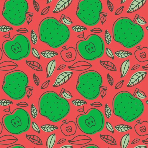 Яблучний безшовний візерунок. Рука намалювала свіжі фрукти. Різнокольоровий вектор — стоковий вектор