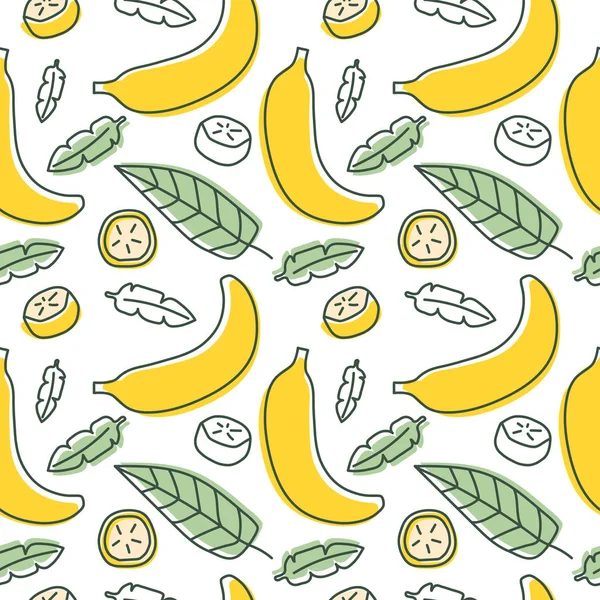 Patrón sin costuras de plátano. Fruta tropical fresca dibujada a mano. Multic. — Archivo Imágenes Vectoriales