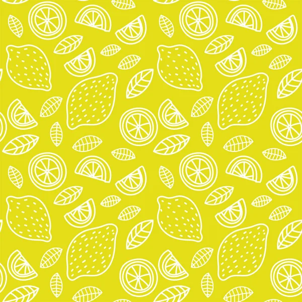 Zitrone nahtlose Muster. handgezogene frische tropische Zitrusfrüchte. — Stockvektor