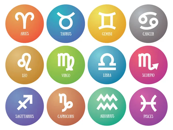 Signos do zodíaco: aquário, libra, leo, taurus, câncer, peixes, virg — Vetor de Stock