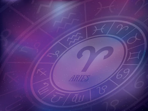Zodiac signs background. Astrological round calendar. Aries. Zod — 스톡 벡터