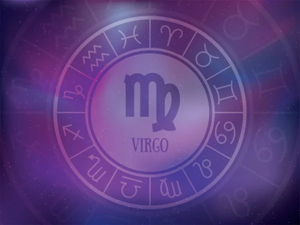 Zodiac signs background. Astrological round calendar collection, — Stock Vector