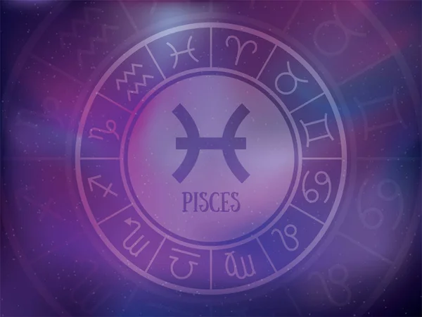 Zodiac signs background. Astrological round calendar collection, — 스톡 벡터