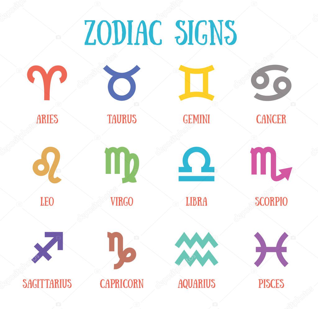 Zodiac signs: aquarius, libra, leo, taurus, cancer, pisces, virg