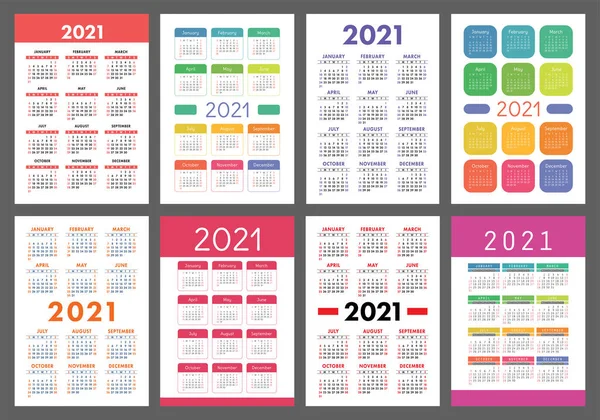 Calendario 2021 Anno Stabilito Tasca Vettoriale Parete Collezione Modello Calendario — Vettoriale Stock