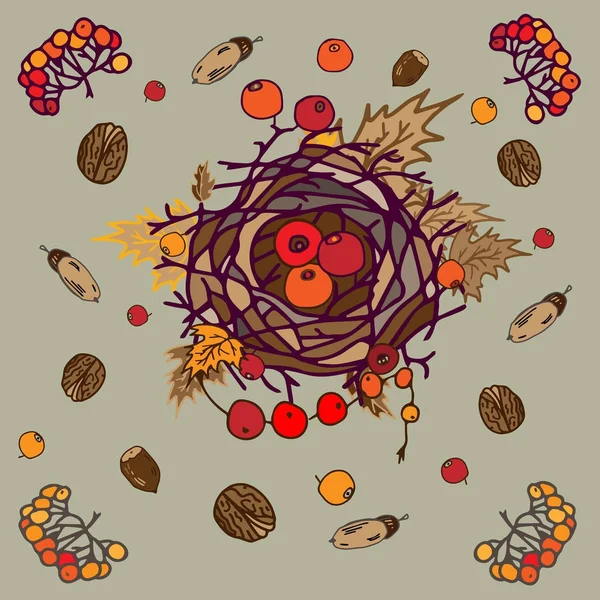 Beyaz bir arka plan üzerinde sonbahar kompozisyon