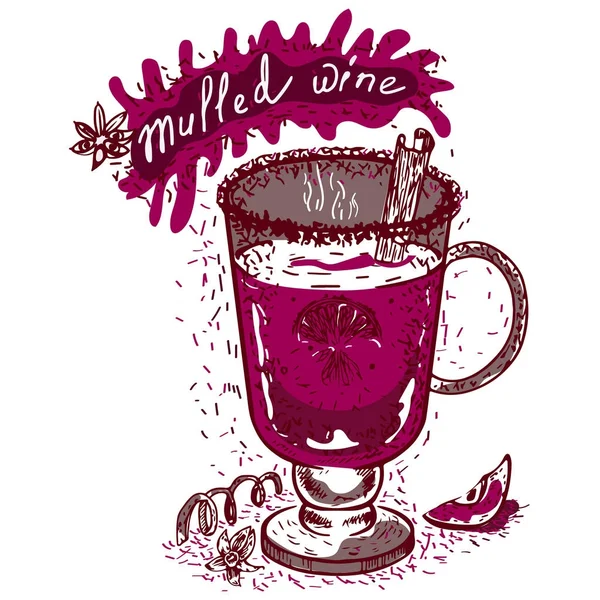 Aromatik mulled şarap bir bardak