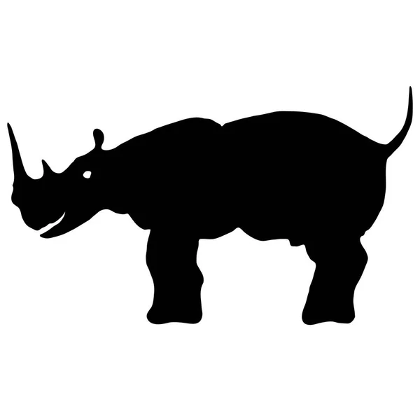 Silhouette noire de rhino — Image vectorielle