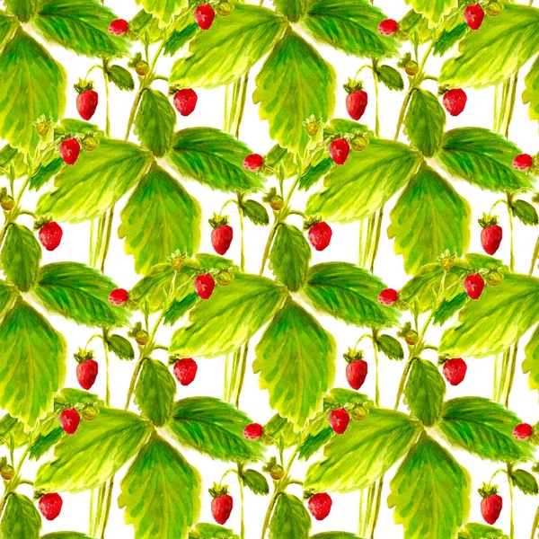 Pattern with wild strawberry — Stock Photo, Image