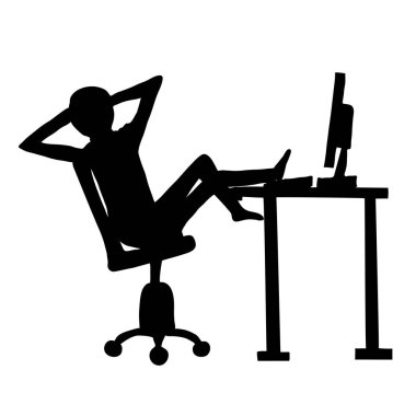  lazy employee and computer clipart