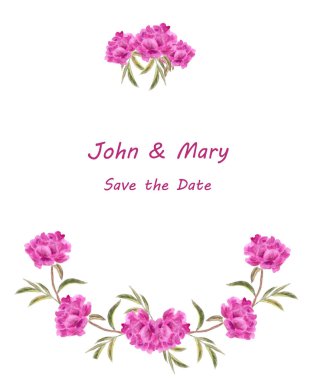 Çelenk suluboya peonies ile