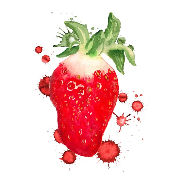 Erdbeere mit Farbtropfen — Stockfoto