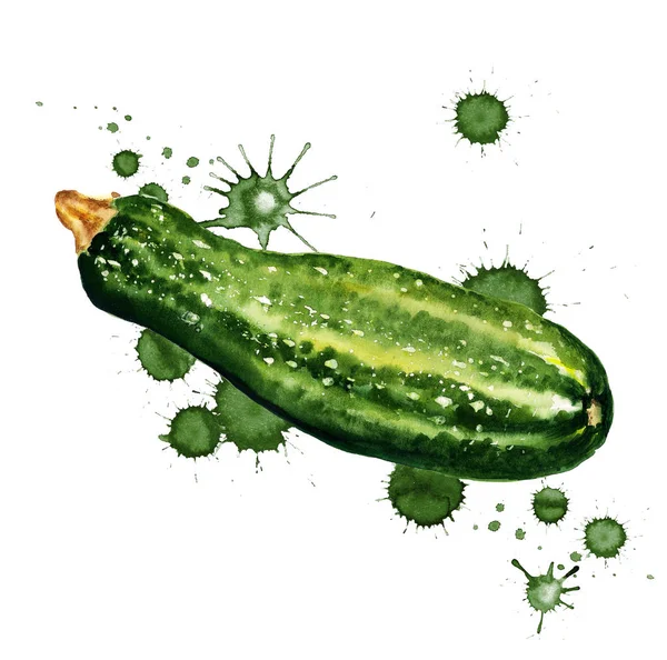 Zucchini mit Farbtropfen — Stockfoto