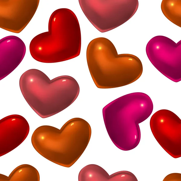 Seamless pattern with red glass hearts — Stock Vector