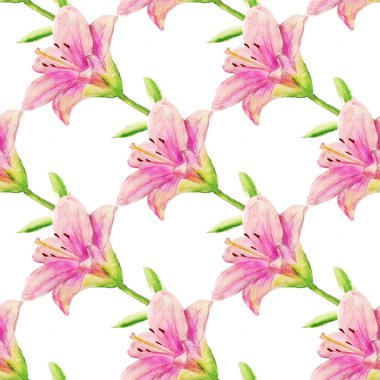 Pembe lily ile Seamless Modeli