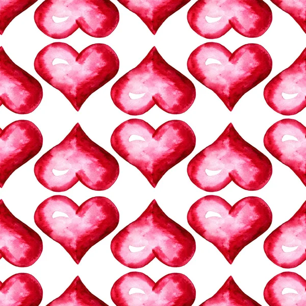 붉은 마음으로 완벽 한 패턴 — 스톡 사진