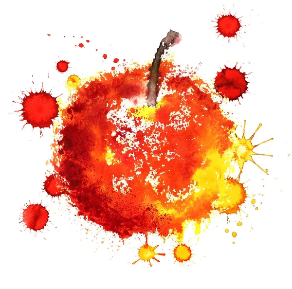 Manzana grunge roja con manchas de pintura —  Fotos de Stock