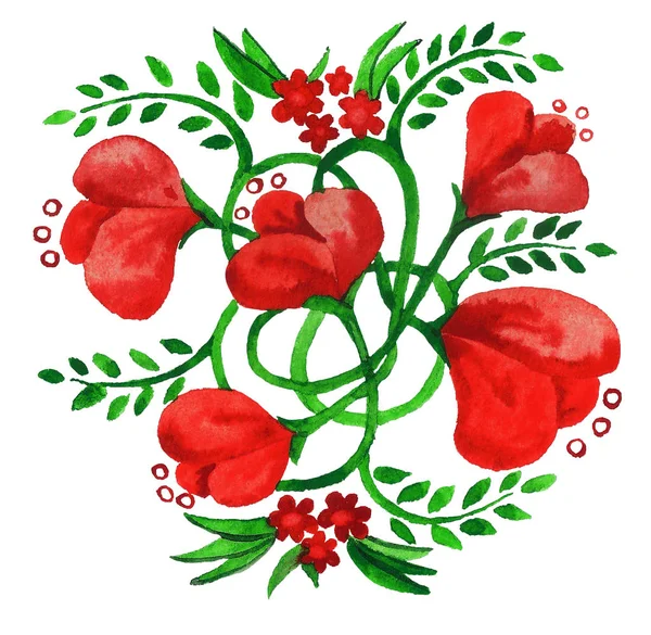 Bukiet z dekoracyjne, czerwone kwiaty — Zdjęcie stockowe