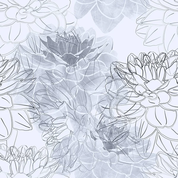 Sömlöst mönster med blommor av dahlia. — Stockfoto