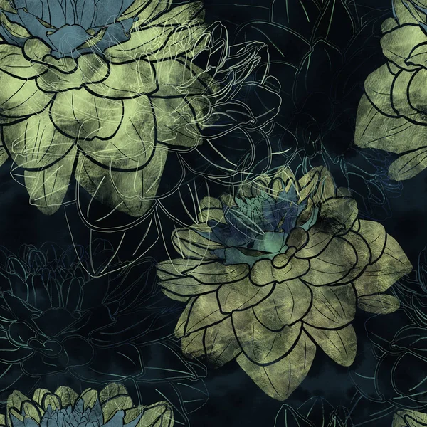 ダリアの花とシームレスなパターン. — ストック写真