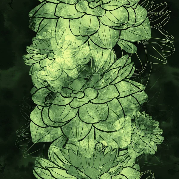 Płynny wzór z kwiatami dahlii. — Zdjęcie stockowe