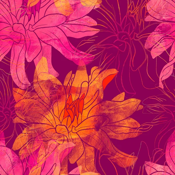 Seamless pattern with flowers of dahlia. — Stock Photo, Image