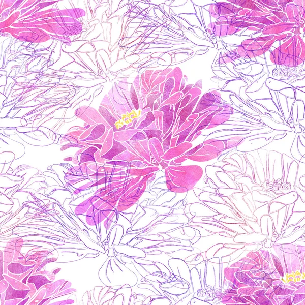 ダリアの花とシームレスなパターン. — ストック写真