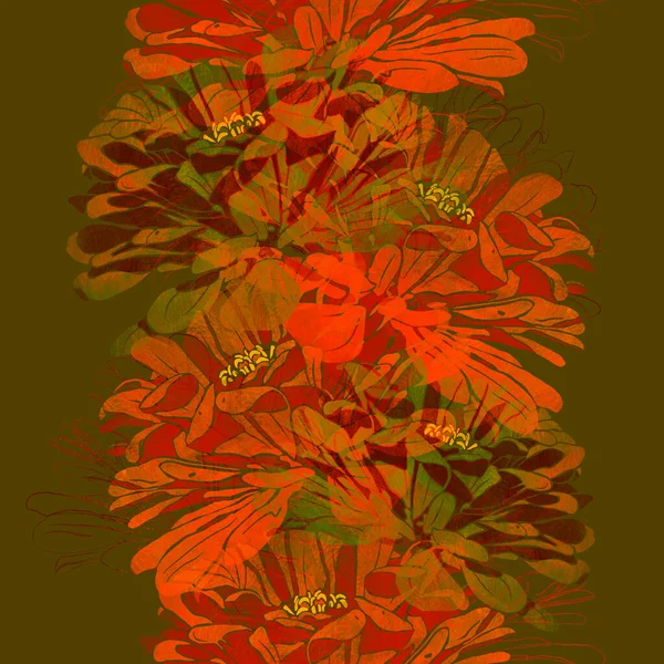 Płynny wzór z kwiatami dahlii. — Zdjęcie stockowe