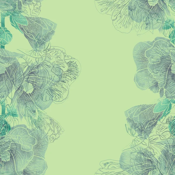 Seamless pattern with hollyhock flowers — Stock Photo, Image