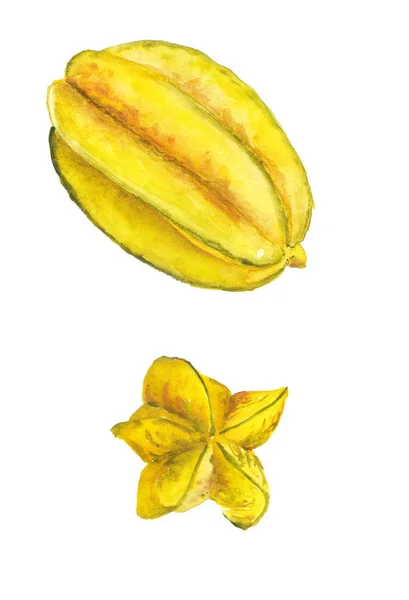 Watercolor image of star fruit — Stock Photo, Image