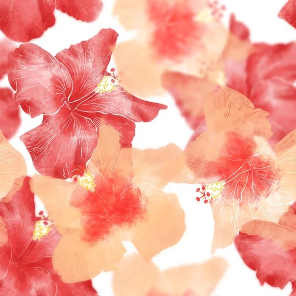 Seamless pattern with hibiscuses — Stock Photo, Image