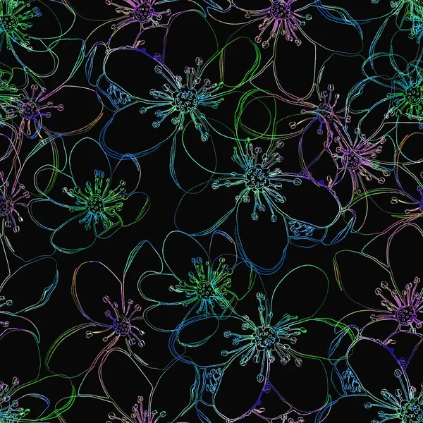 Seamless pattern with spring forest flowers liverleaf. — Stok fotoğraf